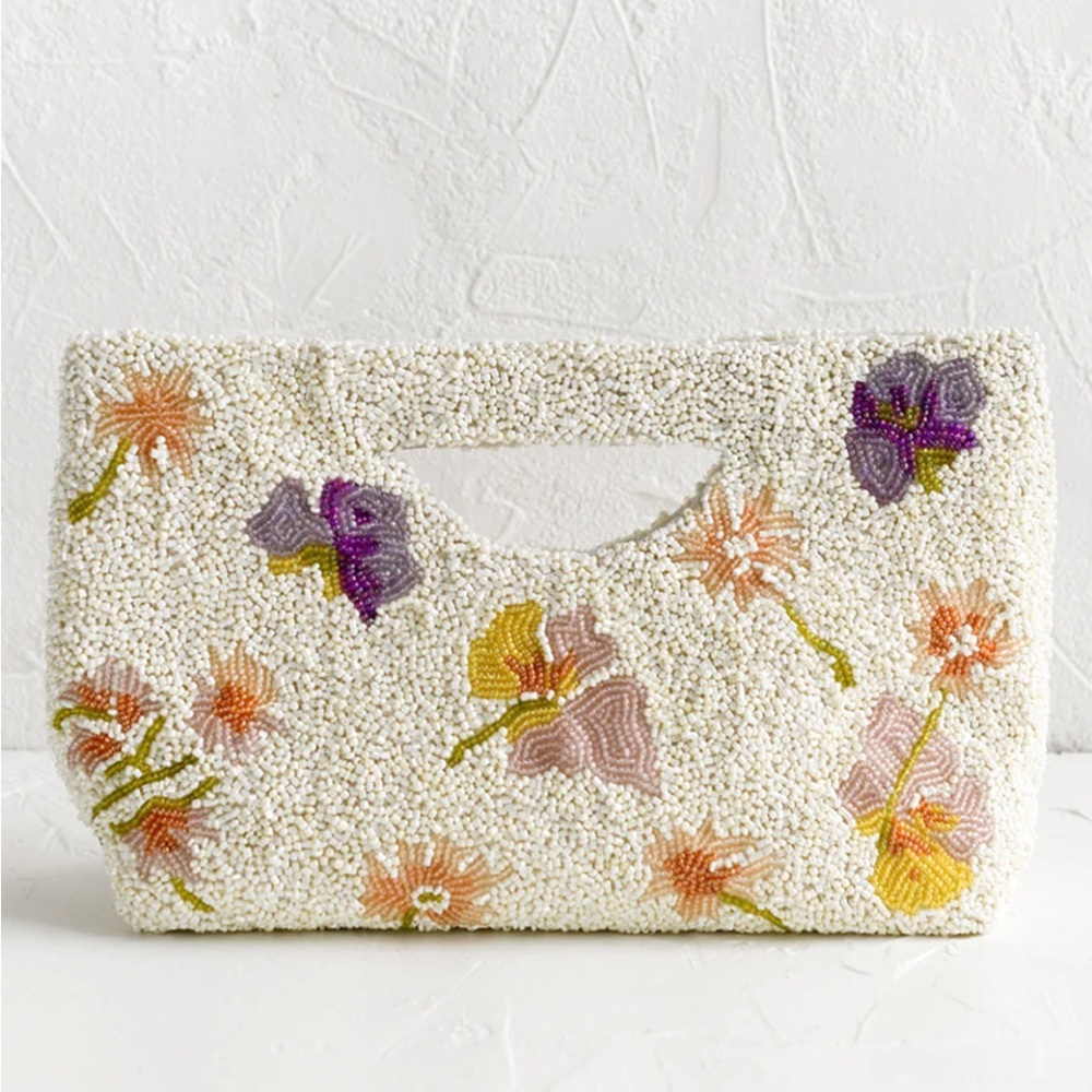 Leif Dried Flowers Beaded Clutch